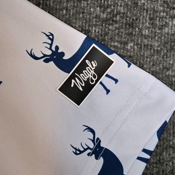 Waggle Men's Golf Polo Bucked Up White and Navy Deer Print Sz XL - Picture 3 of 8